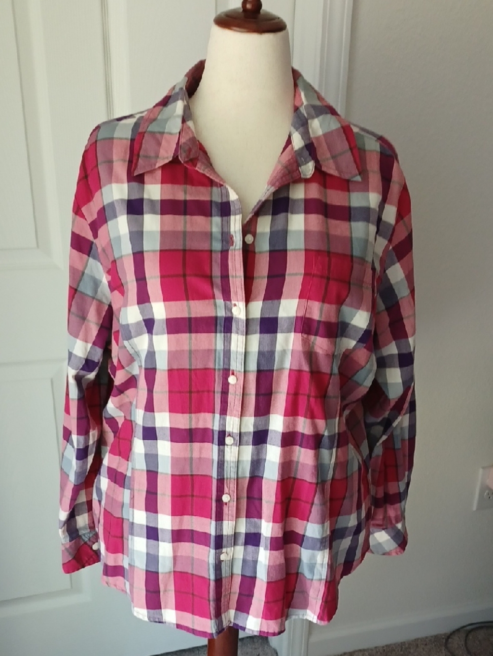 Riders by Lee Pink Plaid Button-Down Shirt